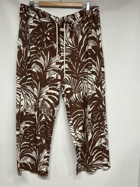 Belle by Kim Gravel Brown and White Printed Wide leg Pants